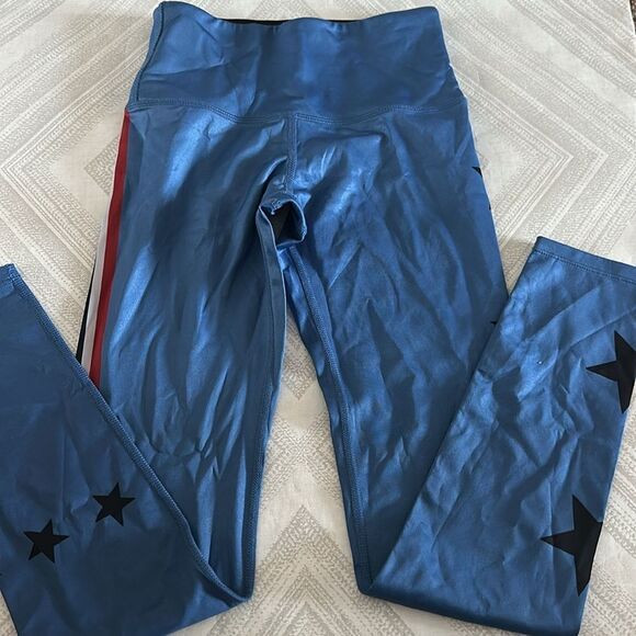Noli Women’s Light Blue Stars & Stripes High Waisted Leggings - Size XS - Picture 3 of 6